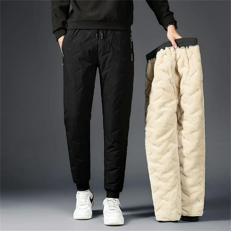 Mens Dress Pants Mens Lined Sweatpants Winter Warm Fuzzy Leggings Joggers  Heavy Duty Active Running Pants Trousers