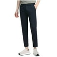 thumbnail image 1 of Mens Dress Pants Slim Fit Cotton Dreeey Pants for Men Stretch Ankle-Length Dress Pants Skinny Suit Pants Cropped Trousers for Men, Dark Blue (Small), 1 of 4
