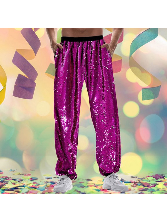 Mens Dress Pants Slim Fit Solid Color Mid Waisted Glitter Legged Pants Fashionable foreign Trade Comfortable Loose Pants Trousers 2025 Fall Slacks with Pockets
