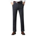 thumbnail image 1 of Mens Dress Pants Straight Leg Flat Front Chino Pants with Pockets Classic Work Business Office Golf Pants XL, Dark Gray, 1 of 6