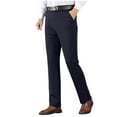 thumbnail image 1 of Mens Dress Pants Straight Leg Flat Front Suit Pants Business Casual Chino Trousers with Pockets, Blue, S, 1 of 8