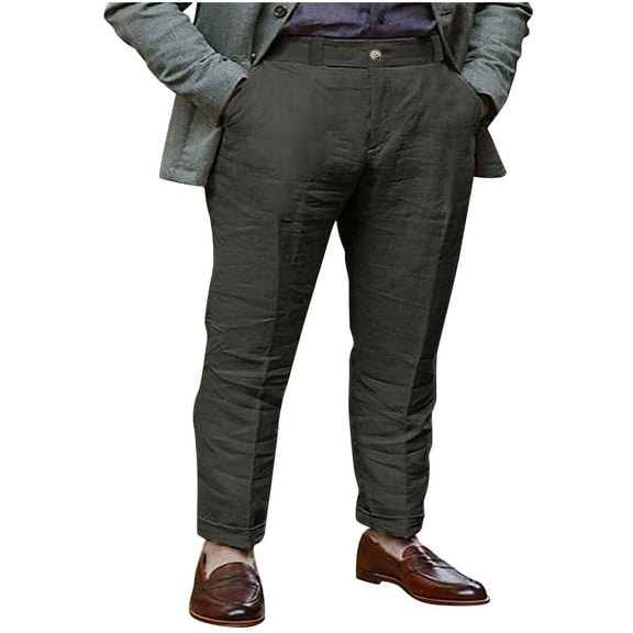 Mens Dress Pants Summer Natural Pocket Beach Breathable Sports Shorts Pants Pantalones Para Hombre Dark Gray M