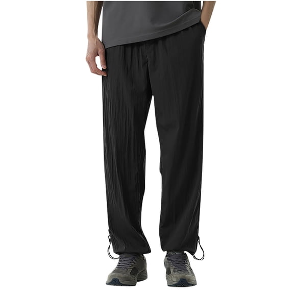 Mens Dress Pants Summer Pocket Drawstring Casual Pocket Pants Sweatpants for Men Black M