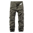 thumbnail image 1 of Mens Dress Pants Water Washing Process Outdoors Casual Pocket Solid Zipper Straight Trousers Work Pant Sweatpants for Men Gold XL, 1 of 2