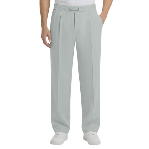 Mens Dress Pants with Pockets, Elastic Waist Casual Business Pants,Regular Fit Straight Leg Work Pants, Pleated Front Slacks Pant 3XL