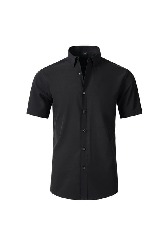 Mens Dress Shirt 4-Way Stretch Wrinkle Free Regular Fit T-Shirt Super Soft Casual Button Down Top