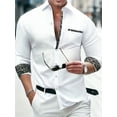 thumbnail image 1 of Mens Dress Shirt Long Sleeve Casual Button Down Shirt Wrinkle Free Formal Business Collar Contrast Shirts White 3XL, 1 of 6
