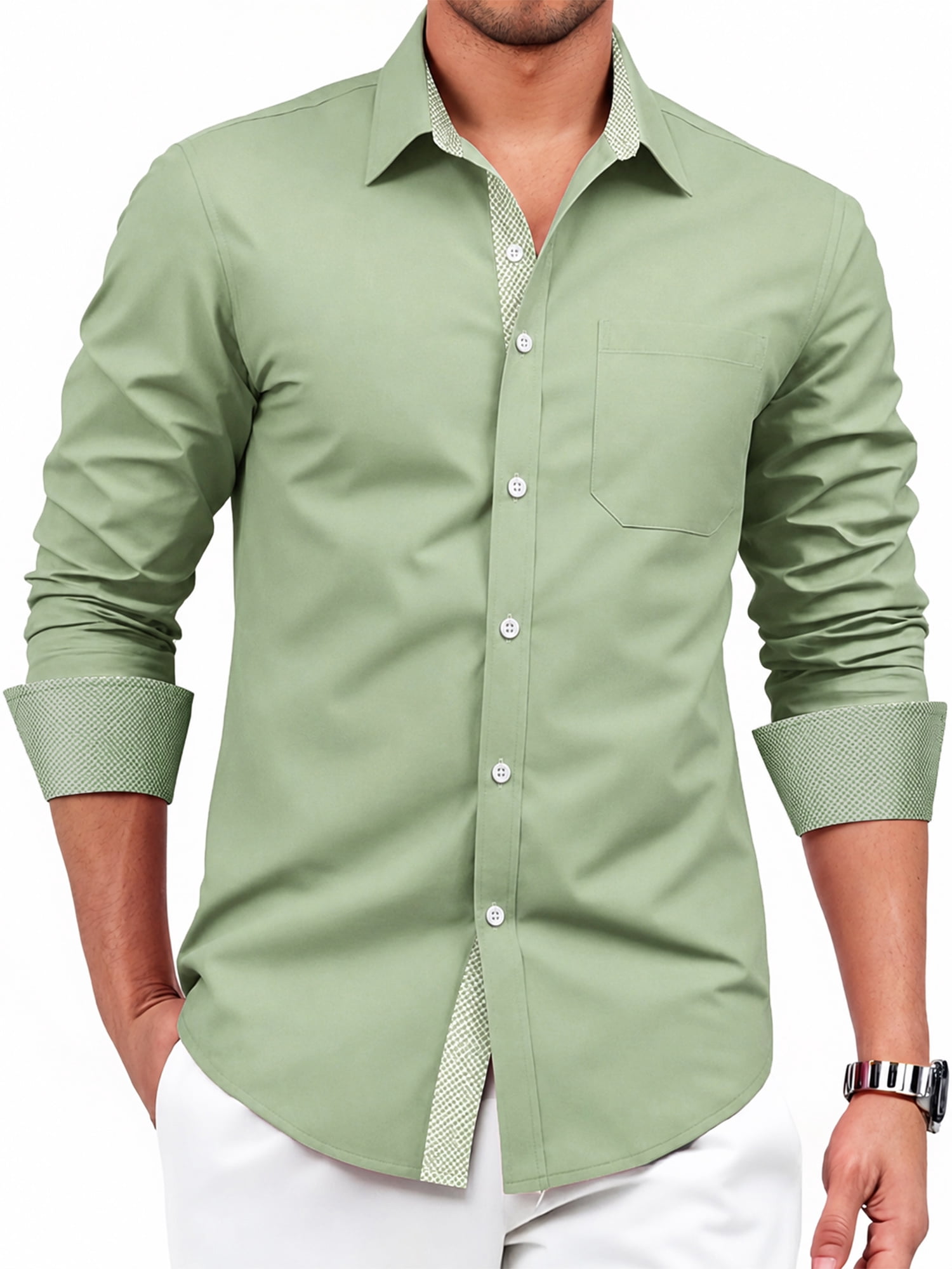 green dress shirt nearby Sumtumn, Mens Shirt, Long Sleeve, Casual Business WAREHOUSE