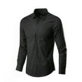 thumbnail image 1 of Mens Dress Shirt Long Sleeve Turndown Collar Tops Formal Business Shirt Dress Top Button Down Shirts Black S, 1 of 5