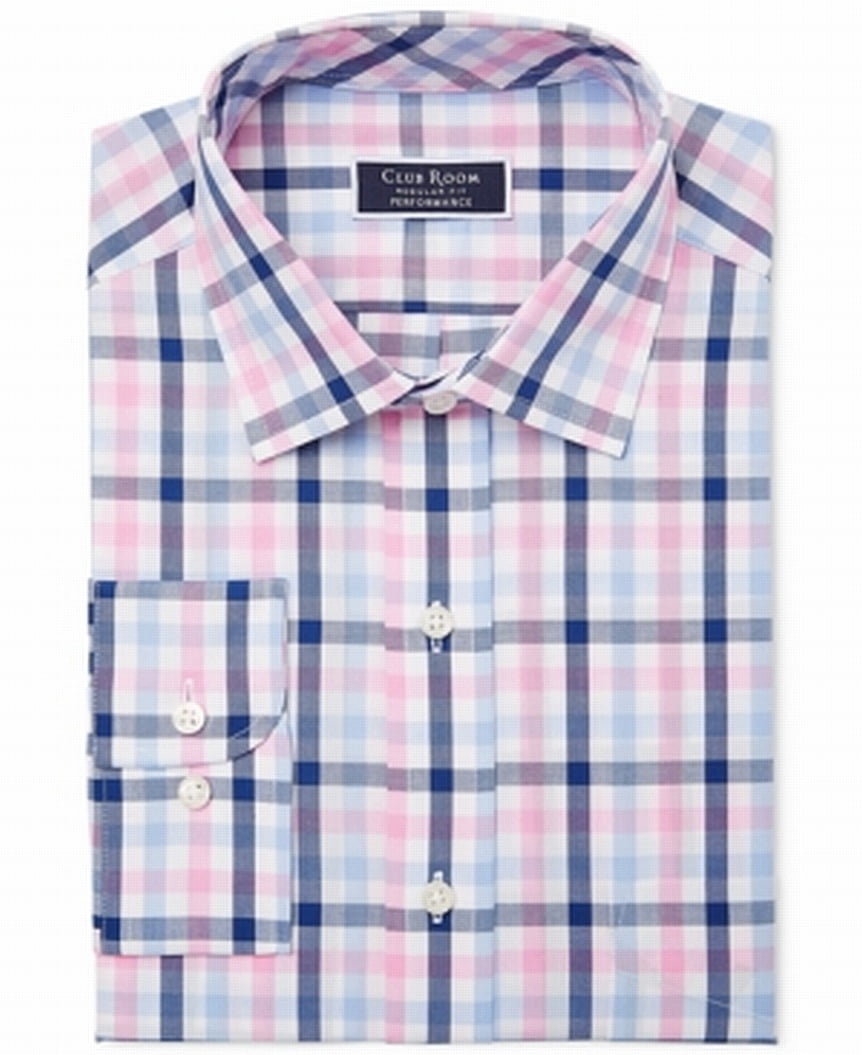 Mens Dress Shirt Multi-Gingham Plaid Regular Fit $55 15