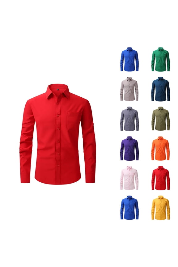 Mens Dress Shirts 4 Way Stretch Long Sleeve Button Down Collared Business Casual Formal Work Shirt