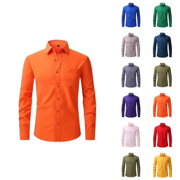 Mens Dress Shirts 4 Way Stretch Long Sleeve Button Down Collared Business Casual Formal Work Shirt