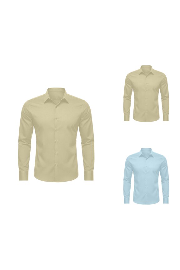 Mens Dress Shirts 4 Way Stretch Long Sleeve Button Down Collared Formal Work Shirts Business Casual Shirt