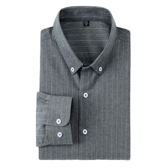 Mens Dress Shirts Business Casual Long Sleeve Button-Down Tshirts Shirt with Collared Breathable Stripe Printed Lapel Office Work Tees Tops
