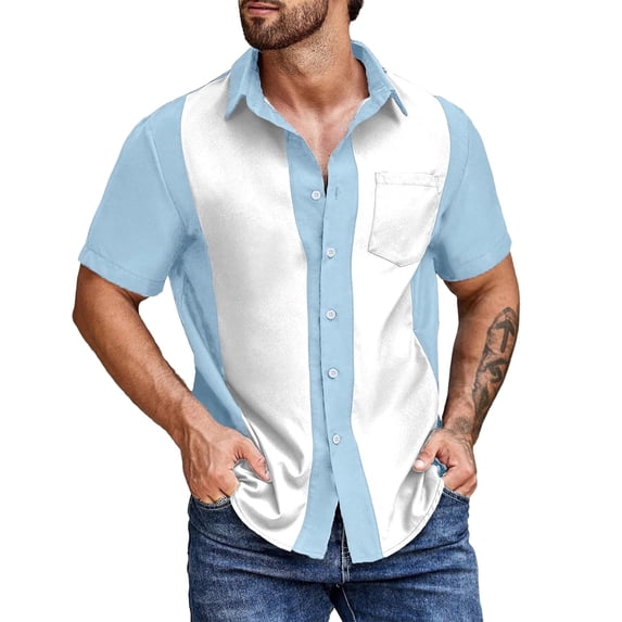 Mens Dress Shirts Button Down Short Sleeve Lapel Tops Business Casual Summer Loose Men's Shirts