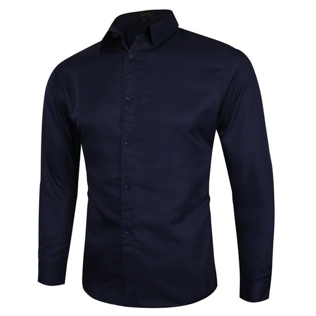 Mens Dress Shirts Casual Solid Color Long Sleeve Shirts Lightweight