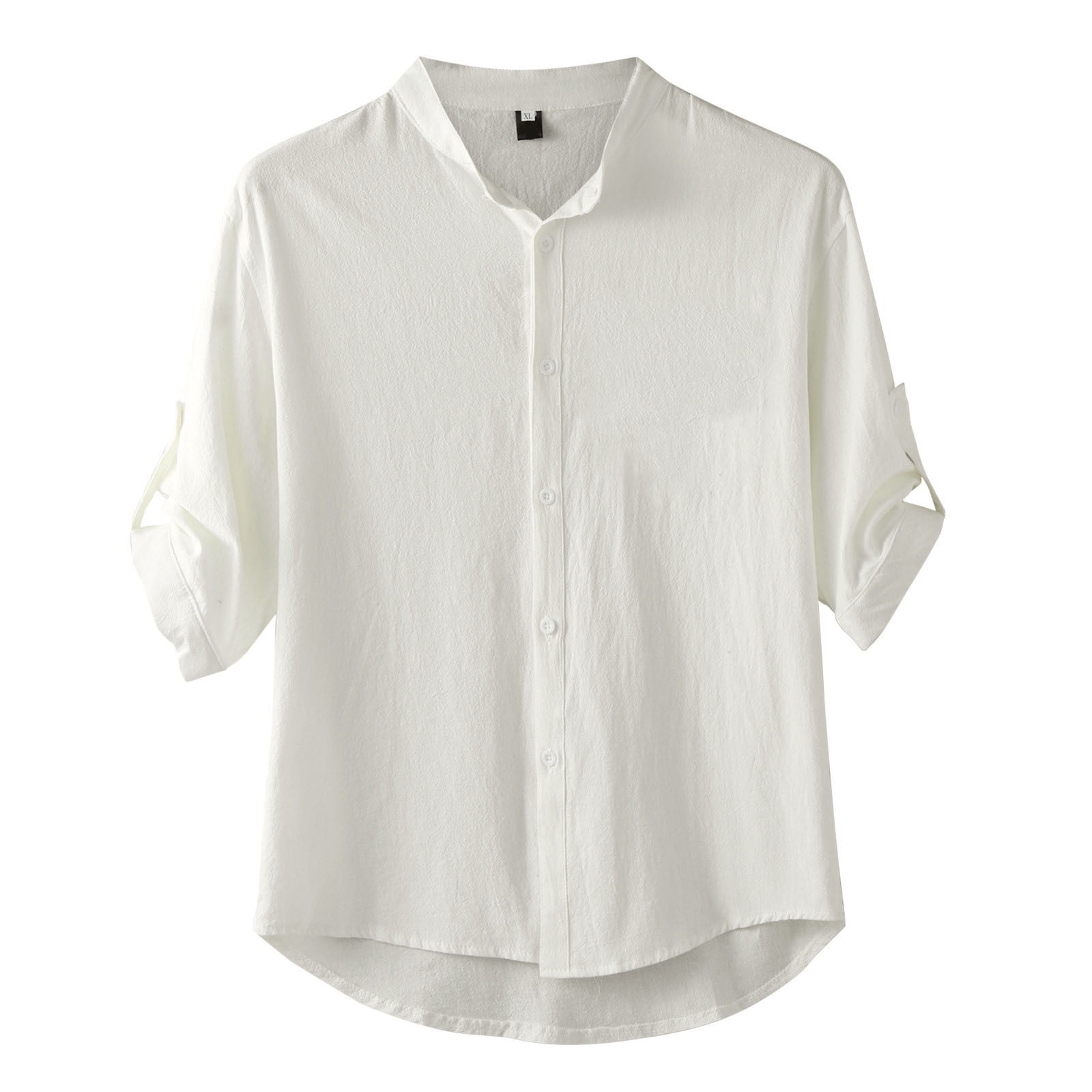 Mens Dress Shirts L Male Collared Casual Solid Half Sleeve Short 