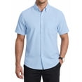 thumbnail image 1 of Mens Dress Shirts Light Blue Short Sleeve Shirt for Men Oxford Shirt Formal Button Down with Pocket, 1 of 10