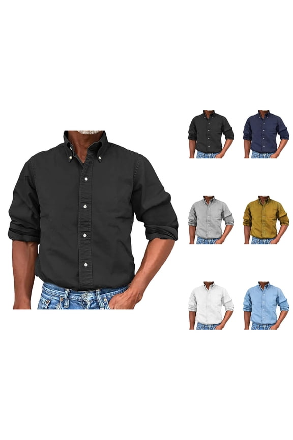 Mens Dress Shirts Long Sleeve Button Down Collared Business Casual Formal Work Shirts