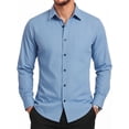 thumbnail image 1 of Mens Dress Shirts Long Sleeve Button Down Shirt Big And Tall Blue Formal Business Wedding Shirt 3XL, 1 of 8