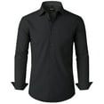 thumbnail image 1 of Mens Dress Shirts Long Sleeve Button Down Shirts for Men Solid Color Formal Casual Shirts with Pocket Black XXL, 1 of 7