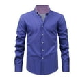 thumbnail image 1 of Mens Dress Shirts Long Sleeve Cotton Button Up Business Blouse Regular Fit Dress Shirts Dark Blue 2XL, 1 of 5