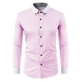 thumbnail image 1 of Mens Dress Shirts Long Sleeve Formal Business Wedding Solid Stand Collar Shirt Slim Fit Red 41, 1 of 2