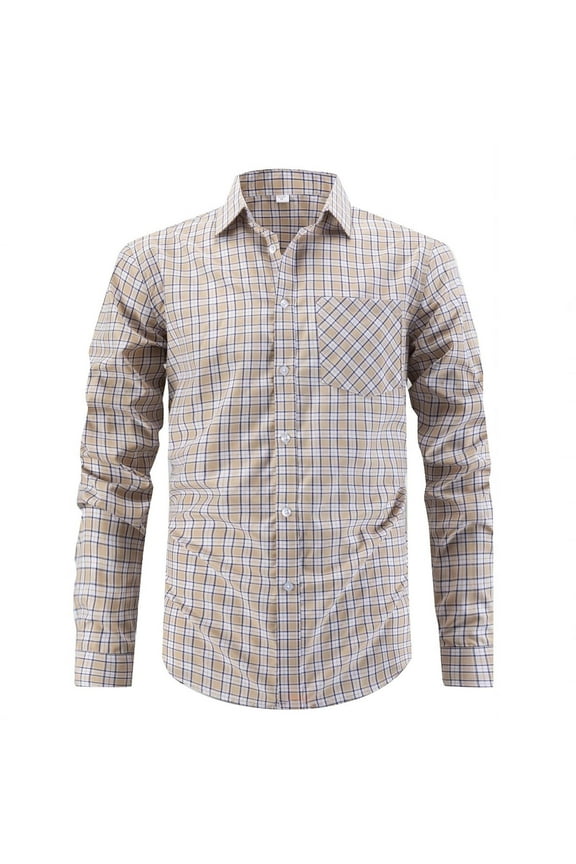 Mens Dress Shirts Long Sleeve Mens Dress Shirts Slim fit Mens Casual Shirts Formal Dress Shirts for Men with Pocket Khaki S