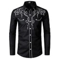 thumbnail image 1 of Mens Dress Shirts Long Sleeve Qiggri Men Casual Buttons Print Turndown Long Sleeve Blouse, 1 of 3