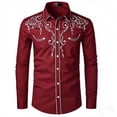 thumbnail image 1 of Mens Dress Shirts Long Sleeve Qiggri Men Casual Buttons Print Turndown Long Sleeve Blouse, 1 of 2