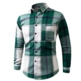 thumbnail image 1 of Mens Dress Shirts Long Sleeve Slim Fit Checked Shirt Fashion Business Formal Work Shirts Casual Button Down Country Check Shirt Wrinkle-Free Long Sleeve Tops Green XXL, 1 of 3