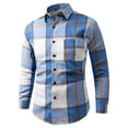 thumbnail image 1 of Mens Dress Shirts Long Sleeve Slim Fit Checked Shirt Fashion Business Formal Work Shirts Casual Button Down Country Check Shirt Wrinkle-Free Long Sleeve Tops Blue XL, 1 of 5