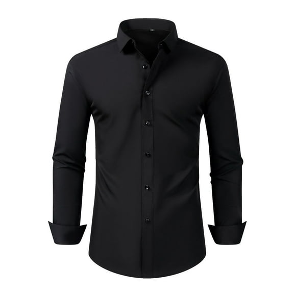 Mens Dress Shirts Long Sleeve Wrinkle Free Button Down Stretch Business Shirt Casual Slim Fit Formal Wedding Top