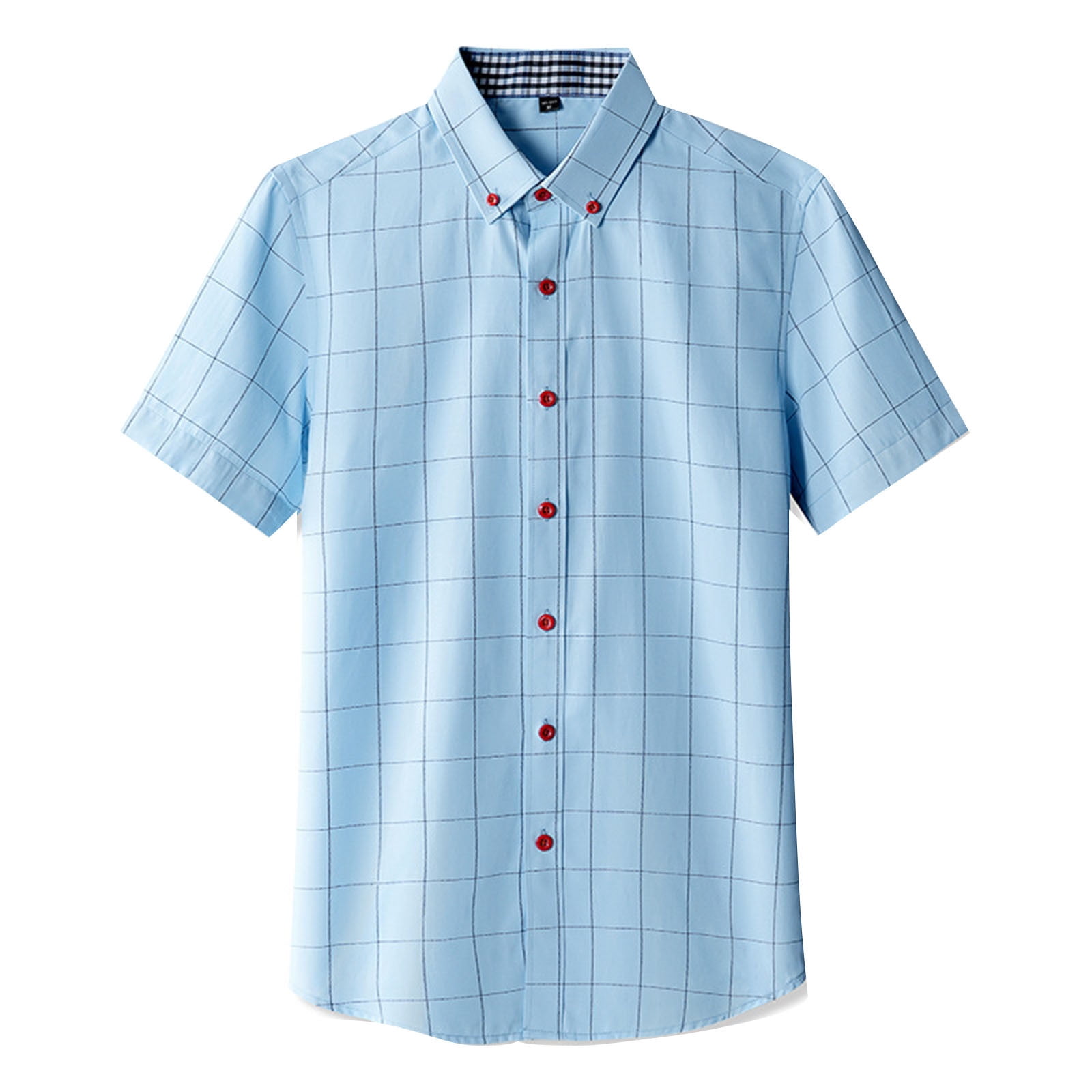 Mens Dress Shirts Plaid Men'S Fashion Spring And Summer Casual Short
