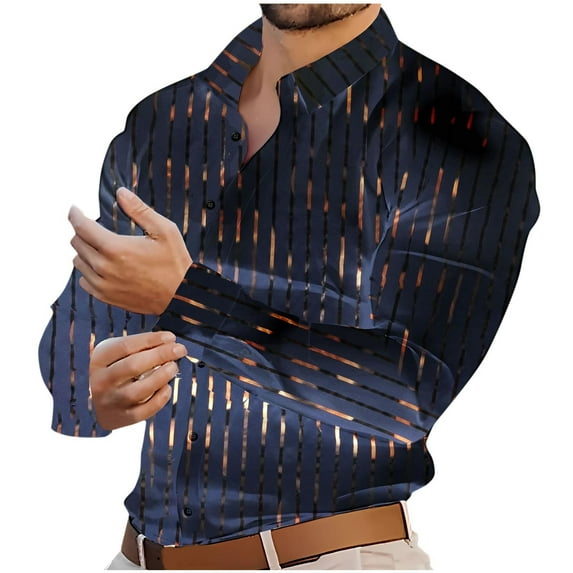 Mens Dress Shirts Shiny Satin Luxury Paisley Gold Jacquard Slik Shirt Long Sleeve Shirt Disco Wedding Party Shirt