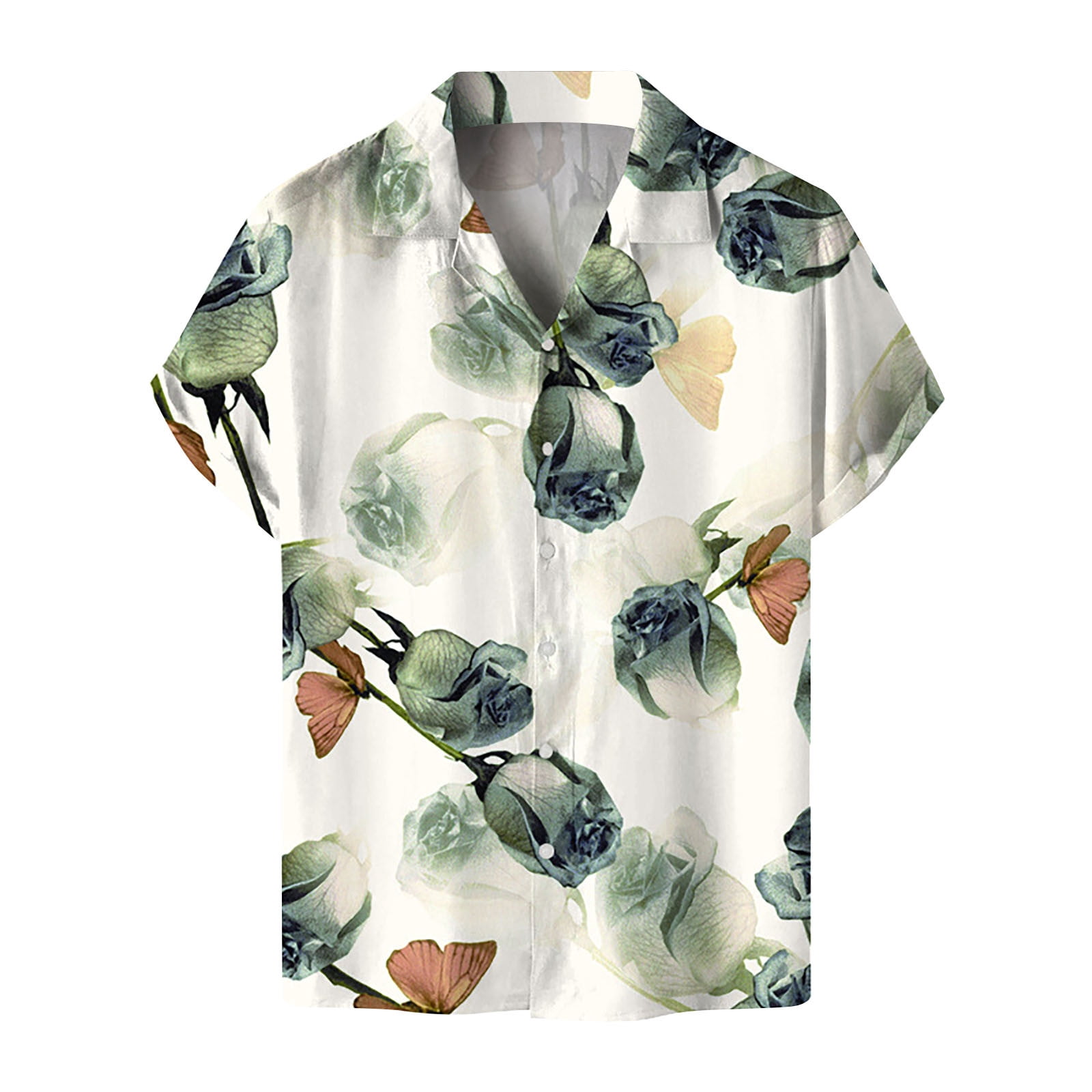 Mens Dress Shirts Short Sleeve Hawaiian Print Relaxed Fit Regular Fit