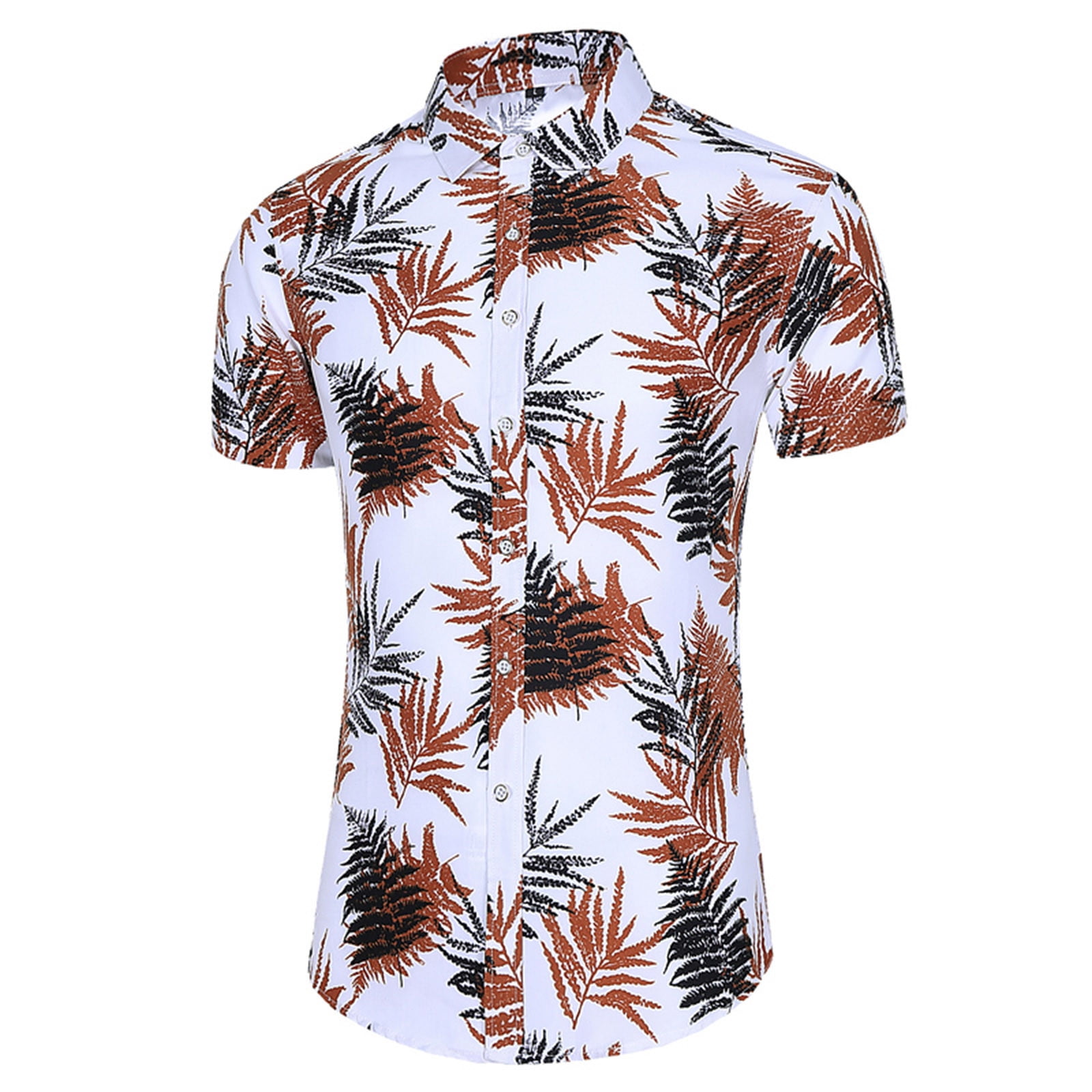 Mens Dress Shirts Short Sleeve Print Mens Seaside Digital 3D Printing