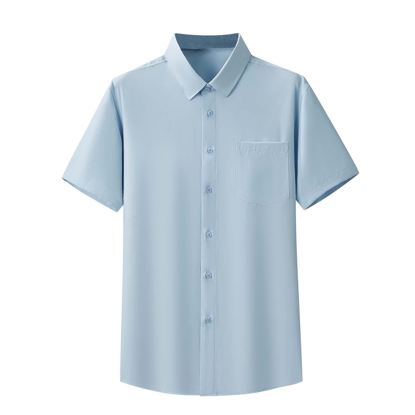 unisex dress shirts Oxford Men's Shirt, 4 Pack, Short Sleeve Button Down, Casual Fit with Big and Tall Sizes, Solid Modern Colors - Black and subtle side slits Short Sleeve Dress Shirt [PA625-DRESS-SS-YELLOW]