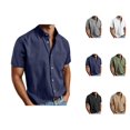 thumbnail image 1 of Mens Dress Shirts Summer Short Sleeve Button Down Lapel Collar Business Casual Work Shirt, 1 of 6