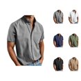thumbnail image 1 of Mens Dress Shirts Summer Short Sleeve Button Down Lapel Collar Business Casual Work Shirt, 1 of 6