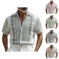 thumbnail image 1 of Mens Dress Shirts Summer Short Sleeve Button Up Notch Collar Relaxed Fit Hoho Floral Print Beach Shirt, 1 of 4