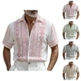 thumbnail image 1 of Mens Dress Shirts Summer Short Sleeve Button Up Notch Collar Relaxed Fit Hoho Floral Print Beach Shirt, 1 of 5