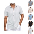 thumbnail image 1 of Mens Dress Shirts Summer Short Sleeve Jacquard Button Down Collared Business Casual Formal Work Shirt, 1 of 6