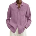 thumbnail image 1 of Mens Dress Shirts Summer Solid Casual Plus Size Loose Turn Down Collar Long Sleeve Button Down Tops, 1 of 5