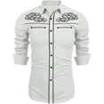 thumbnail image 1 of Mens Dress Shirts Western Cowboys Print Long Sleeve Button Lapel Top Casual Carnival Classic Comfortable Shirt for Men White XXL, 1 of 2