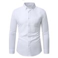thumbnail image 1 of Mens Dress Shirts with Pocket Long Sleeve Business Casual Tshirts Shirt Button-Down Collared Solid Color Slim-Fit Lapel Office Work Tops, 1 of 7
