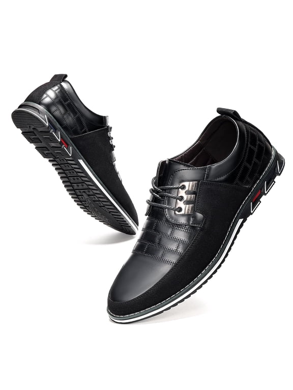 Mens Dress Shoes Casual Business Oxford Derby Orthopedic Leather Shoes Simple Lace-up Walk Loafers Flats Shoes for Men