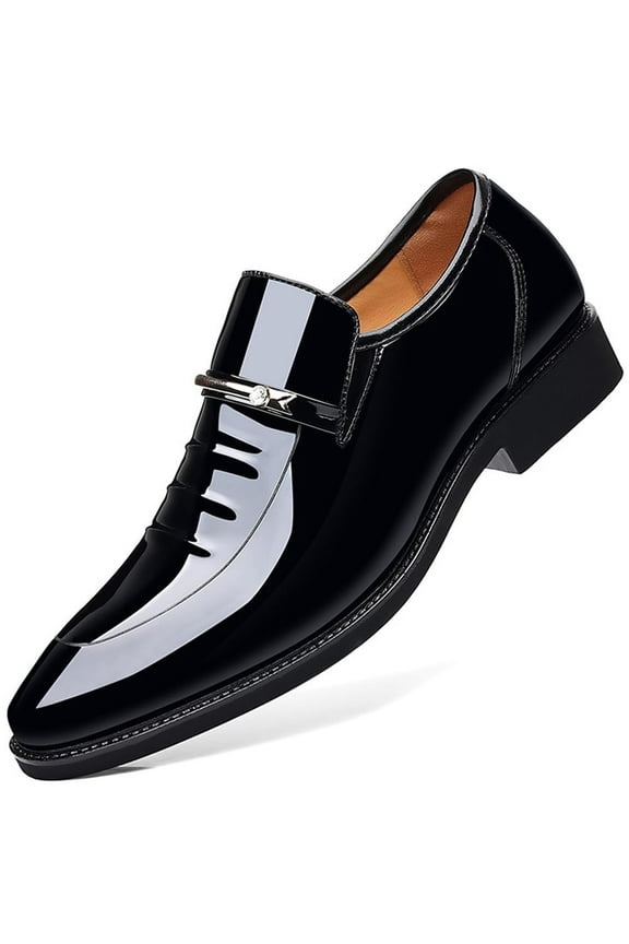 Mens Dress Shoes Formal Business Oxford Suit High Gloss Patent Leather Slip On Loafers Comfortable Shoe for Men