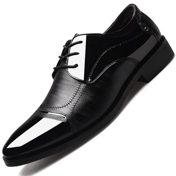Mens Dress Shoes Formal Business Oxfords Comfortable Office Suit Tuxedo Patent Leather Shoes Black 8