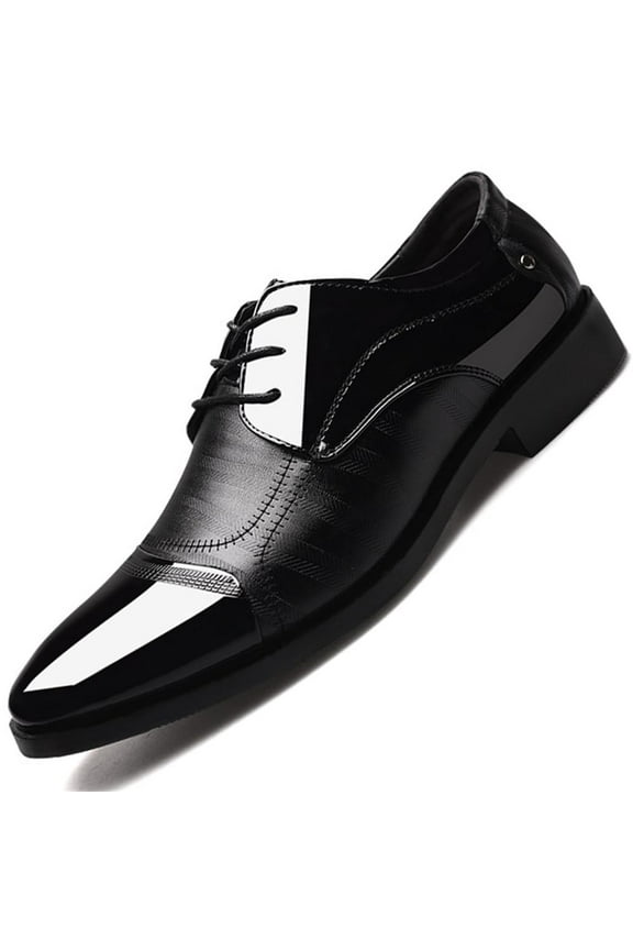 Mens Dress Shoes Formal Business Oxfords Comfortable Office Suit Tuxedo Patent Leather Shoes Black 8